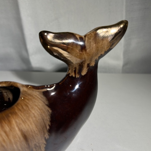 🔸🔺SOLD🔺🔸Vintage MCM Kitschy Redware Brown Drip Glaze Whale Planter - Picture 6 of 8